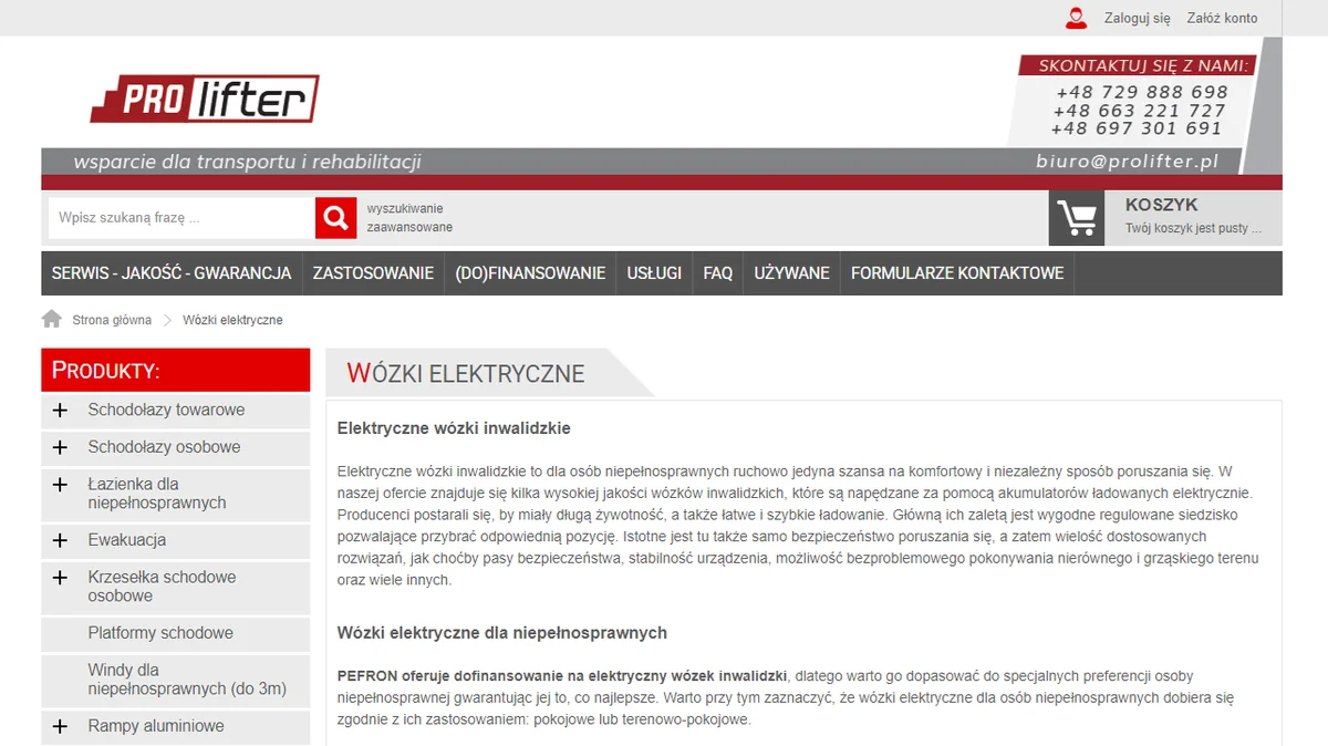 Prolifter - wózki elektryczne inwalidzkie