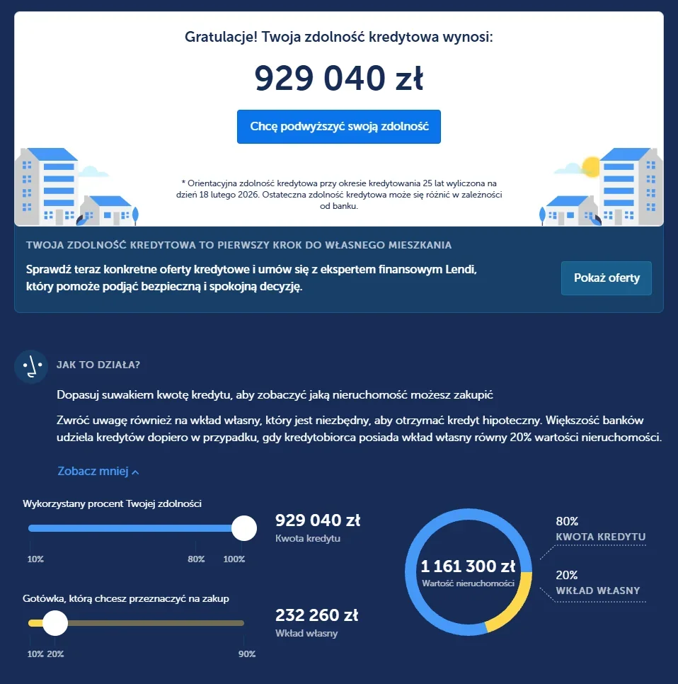Weryfikacja zdolności kredytowej – kalkulator Lendi.