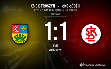 [PIŁKA NOŻNA] KS CK Troszyn – ŁKS Łódź II 1:1. Remis w 10. kolejce rozgrywek Betclic 3. Liga Grupa 1 (Grupa I)