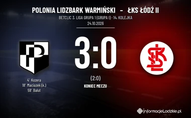 [PIŁKA NOŻNA] Polonia Lidzbark Warmiński – ŁKS Łódź II 3:0 w 14. kolejce Betclic 3. Liga Grupa 1 (Grupa I)