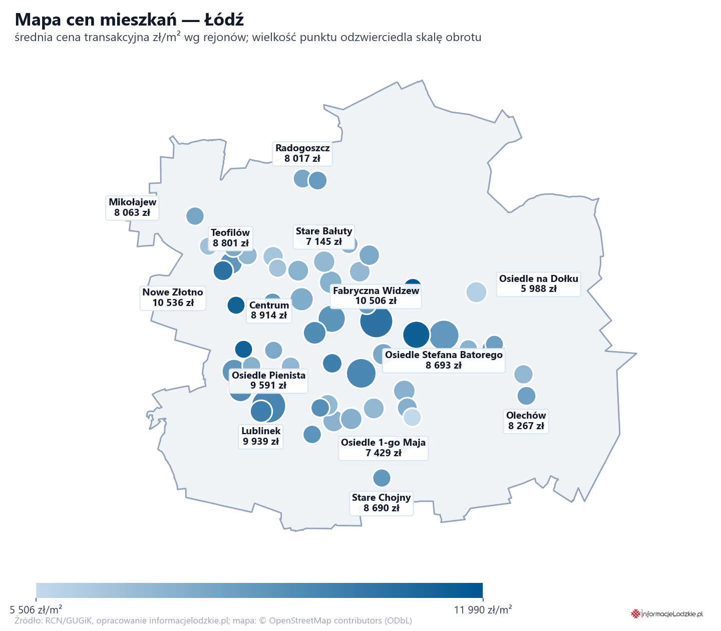 Mapa cen mieszkań - Łódź