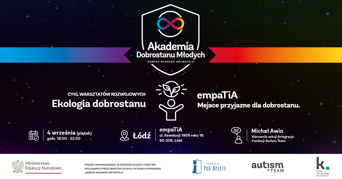 Grafika promocyjna wydarzenia ADM Łódź – empaTiA: Noc Dobrostanu