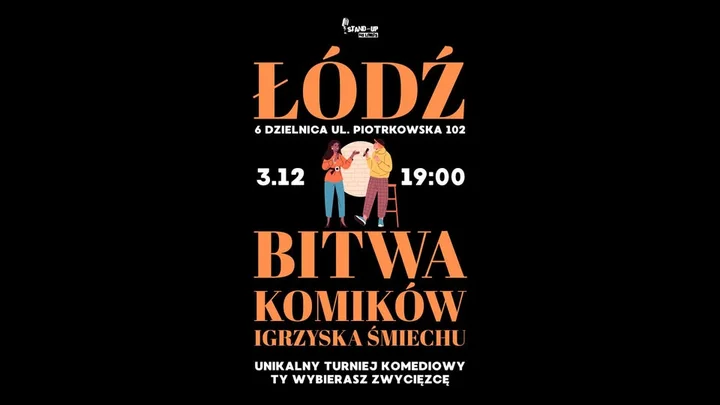 Grafika promocyjna wydarzenia Bitwa Komików w Łodzi — 3 grudnia 2025