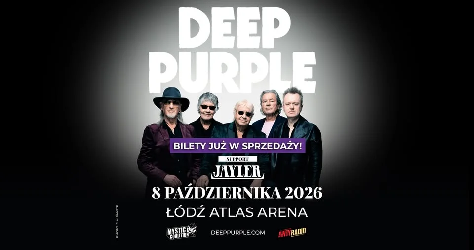 Grafika promocyjna wydarzenia Deep Purple + Jayler w Łodzi