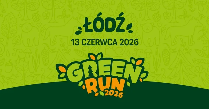 Grafika promocyjna wydarzenia Green Run Łódź 2026. Sportowo-ekologiczny piknik dla dzieci w Parku Baden Powella