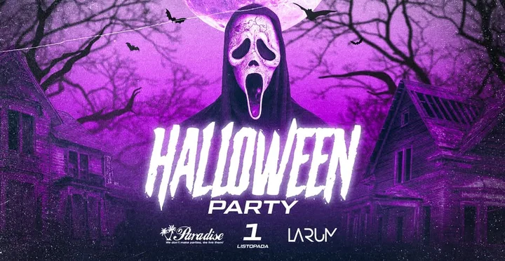 Grafika promocyjna wydarzenia Halloween Łódź w Larum — 1 listopada 2025