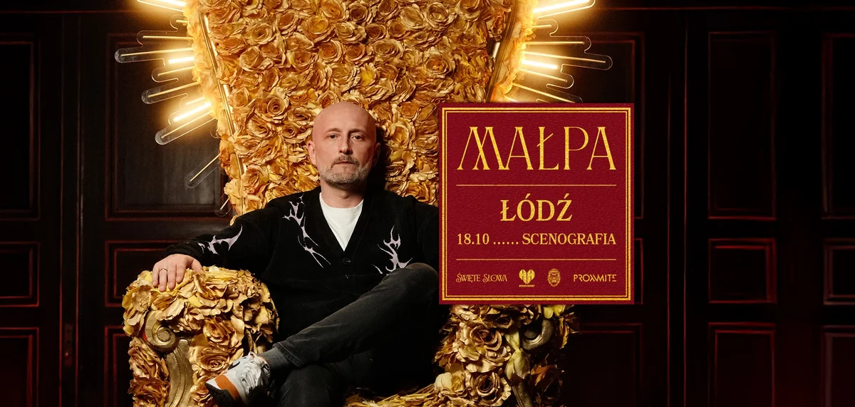 Grafika promocyjna wydarzenia Koncert Małpy promujący album "Święte słowa" w Łodzi