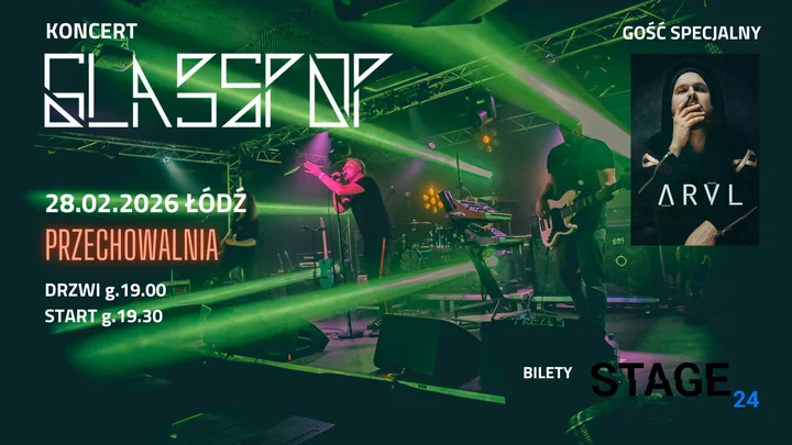 Grafika promocyjna wydarzenia Koncert GLASSPOP + ARVL w PRZECHOWALNI (Łódź)