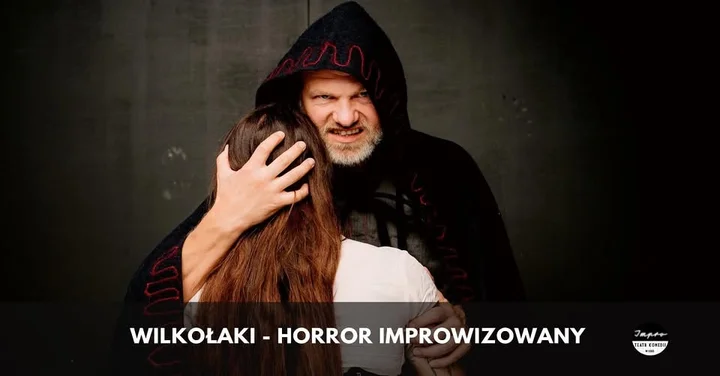 Obrazek przedstawia grafikę promocyjną wydarzenia Improwizowany horror „Wilkołaki” w Łodzi
