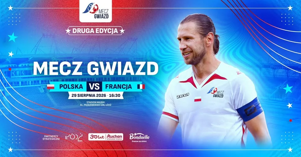 Grafika promocyjna wydarzenia Mecz Gwiazd 2026 w Łodzi