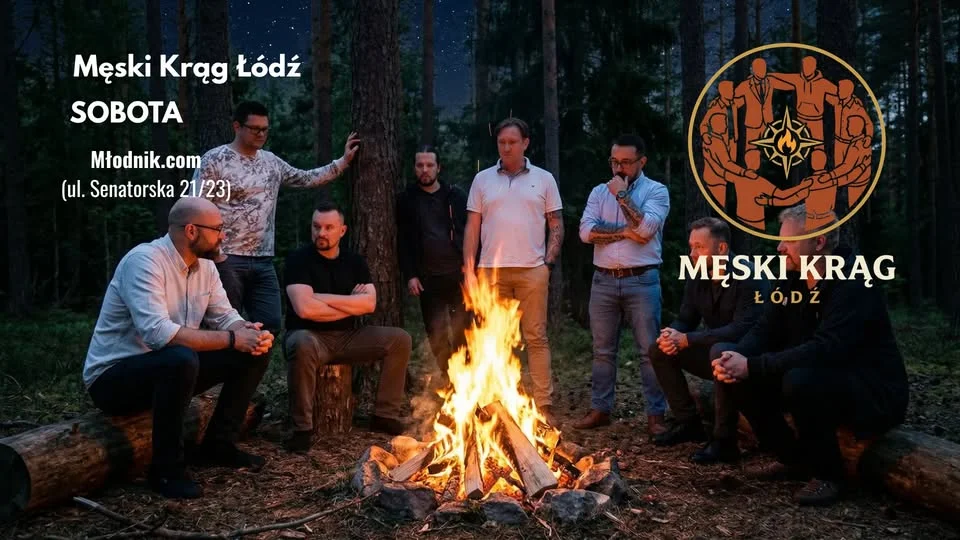 Grafika promocyjna wydarzenia Męski Krąg Łódź: spotkanie w Młodniku