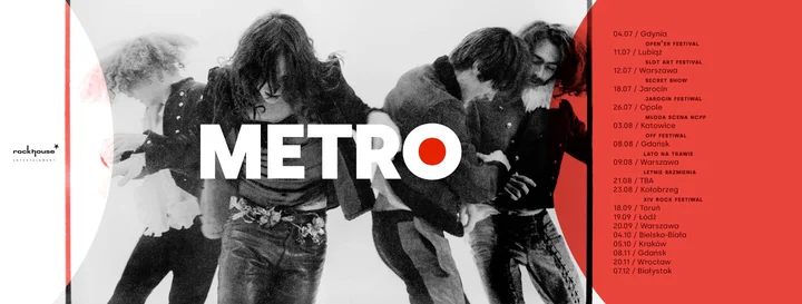 Obrazek przedstawia grafikę promocyjną wydarzenia Koncert zespołu METRO w Łodzi — 19 września 2025