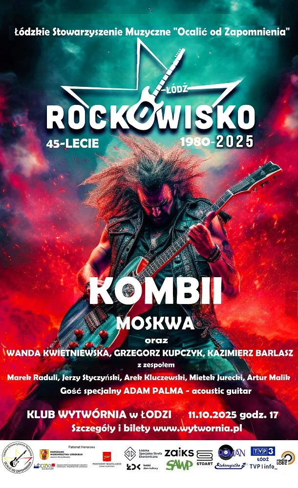 Obrazek przedstawia grafikę promocyjną wydarzenia Koncerty legend polskiego rocka w Łodzi – Rockowisko 11 października 2025