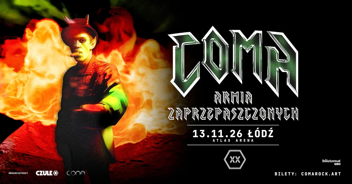 Grafika promocyjna wydarzenia COMA: Armia Zaprzepaszczonych w Łodzi
