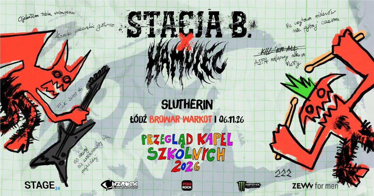 Grafika promocyjna wydarzenia STACJA B. x HAMULEC – koncert w Łodzi