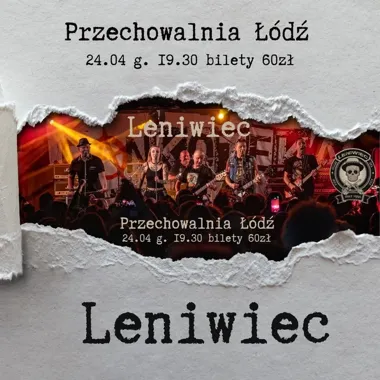 Grafika promocyjna wydarzenia Leniwiec — koncert w klubie PRZECHOWALNIA (Łódź, 24 kwietnia 2026)
