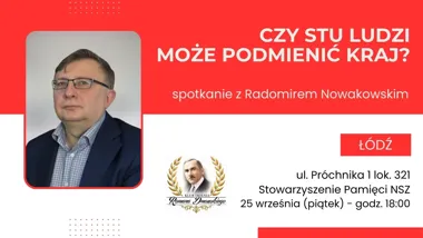 Grafika promocyjna wydarzenia Czy stu ludzi może podmienić kraj? Spotkanie w Łodzi