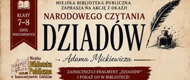 Grafika promocyjna wydarzenia Narodowe Czytanie „Dziadów”