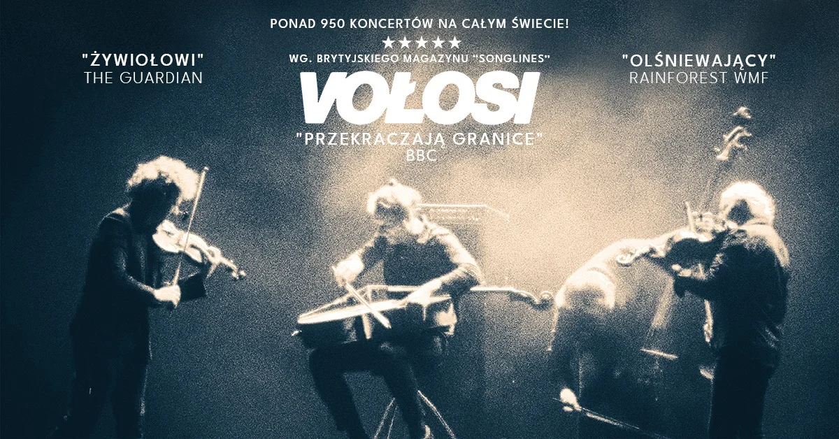 Grafika promocyjna wydarzenia VOŁOSI w Łodzi: koncert na żywo