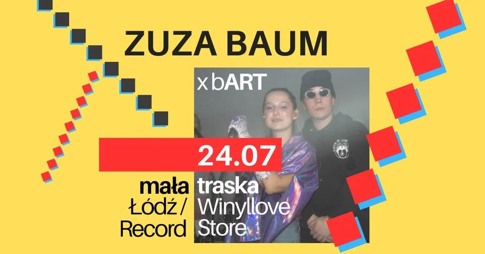 Grafika promocyjna wydarzenia ZUZA BAUM | mała traska w Łodzi