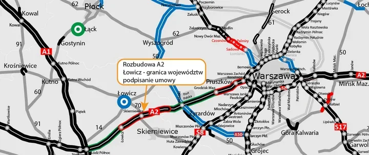 Poszerzą A2 między Łodzią a Warszawą. Inwestycja za 1,5 mld zł wchodzi w kolejny etap