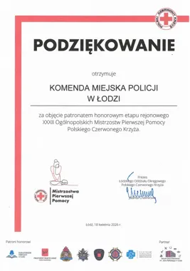 Podziękowania dla łódzkiej policji po mistrzostwach pierwszej pomocy
