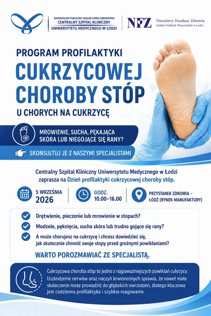 Bezpłatne badanie stóp dla osób z cukrzycą w Manufakturze